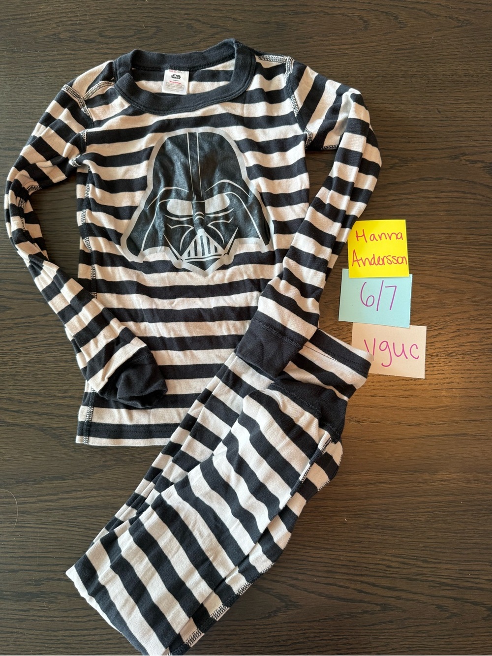 Hanna andersson 120 cm 6/7 Kids Darth Vader Stripe Pajama Set - Black & White